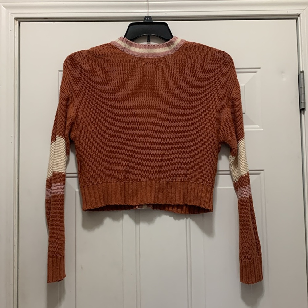 3/$15 AEO salmon/pink cropped oversized sweater cardigan size XS - Picture 6 of 6